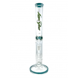Linea Glass - 18" USA Blown 9mm W / HoneyComb Disk Cylinder Water Pipe - Aqua [LNA04]